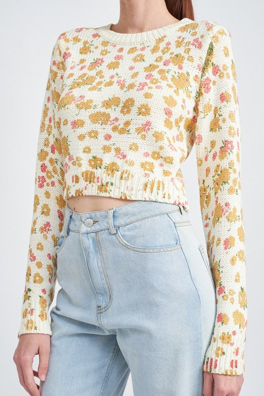 Backless Floral Sweater