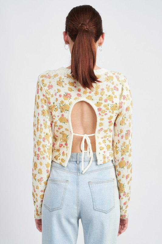 Backless Floral Sweater