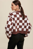 Gingham Weaved Crop Cardigan