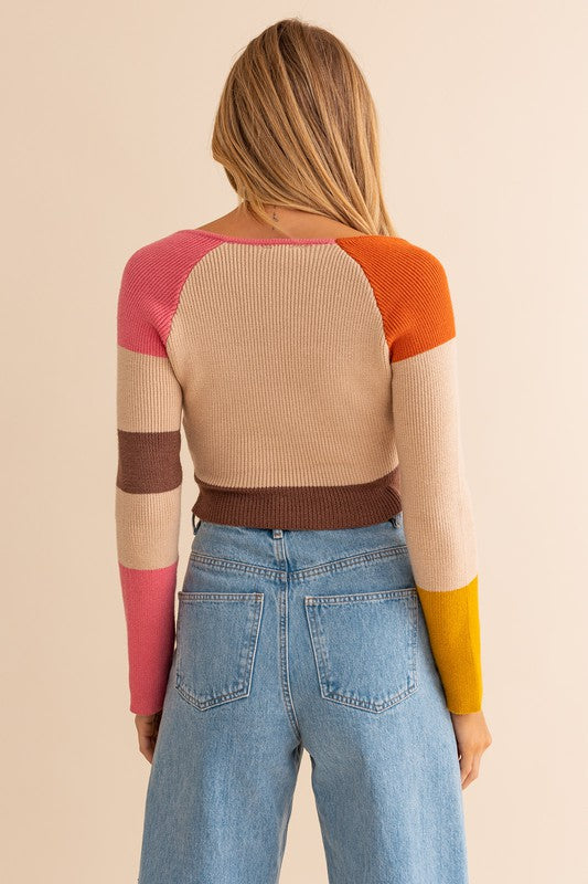 Color Block Stripe Knit Top