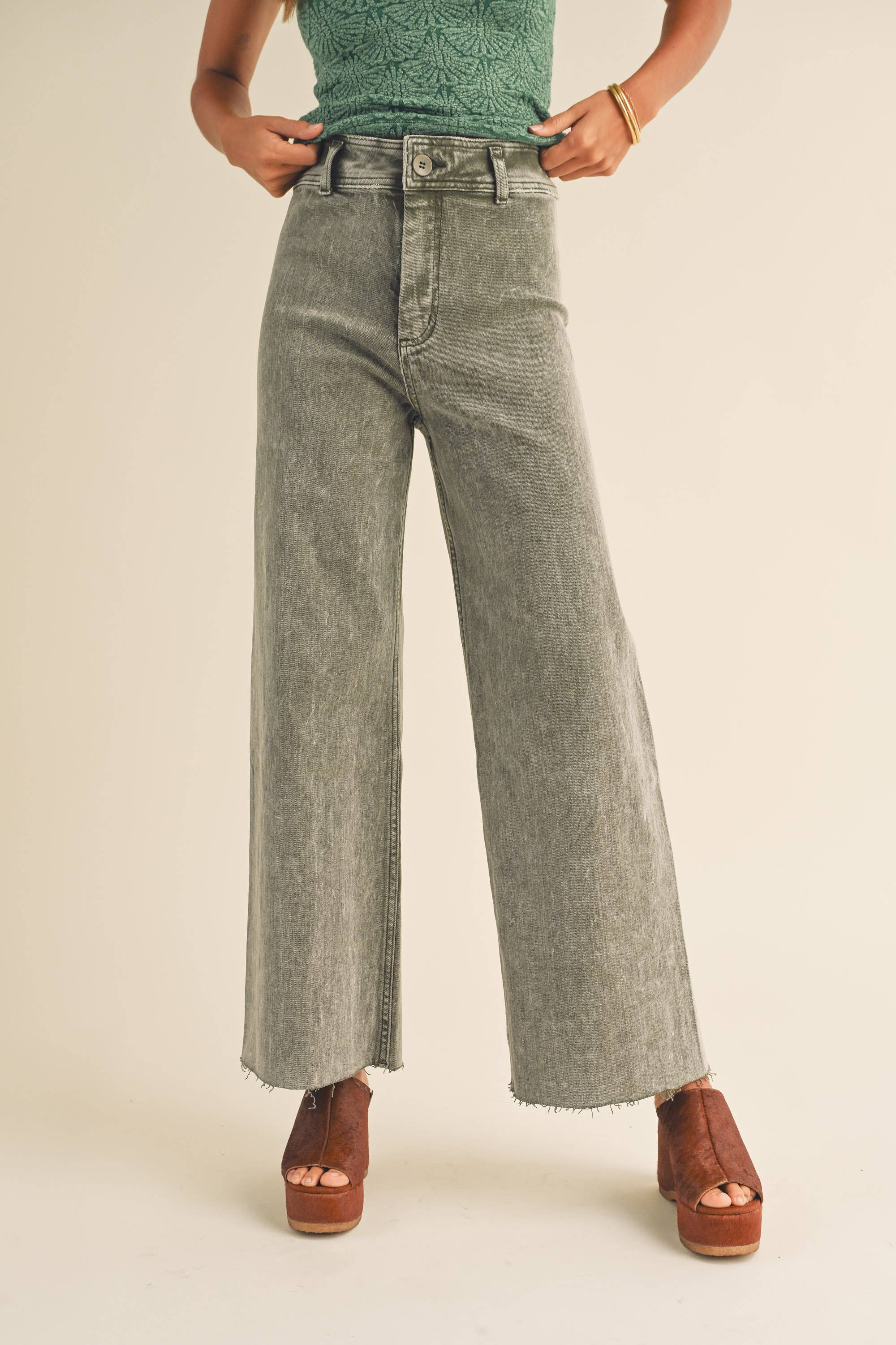 WIDE LEG DENIM PANTS