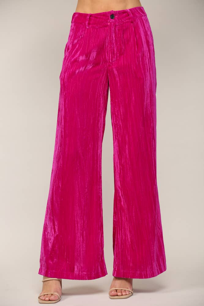 VELVET WIDE LEG PANTS